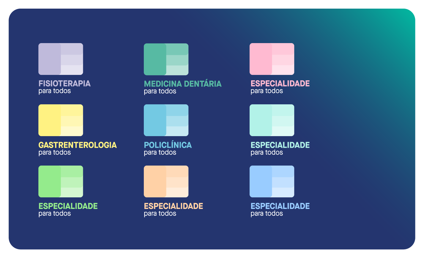 Cores das especialidades